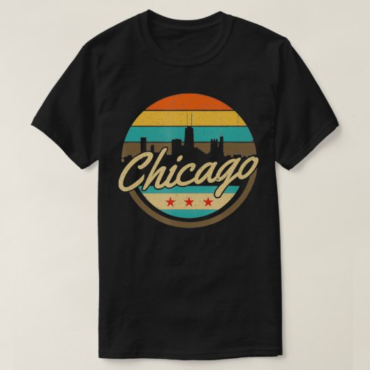 Chicago Flag Tshirt Skyline Vintage Illinois USA S (Design vorne)