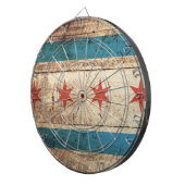 Chicago-Flagge auf altem hölzernem Korn Dartscheibe (Vorderseite rechts)