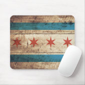 Chicago-Flagge auf altem hölzernem Korn Mousepad (Mit Mouse)