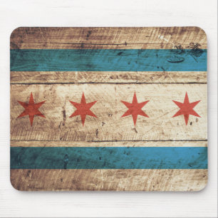 Chicago-Flagge auf altem hölzernem Korn Mousepad