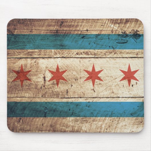 Chicago-Flagge auf altem hölzernem Korn Mousepad (Vorne)