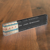 Chicago-Flagge auf altem hölzernem Korn Namensplakette (Seite)