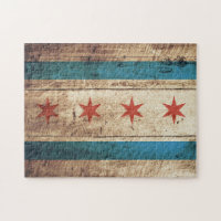 Chicago-Flagge auf altem hölzernem Korn