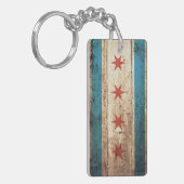 Chicago-Flagge auf altem hölzernem Korn Schlüsselanhänger (Vorderseite links)