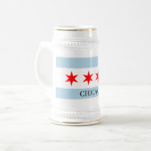 Chicago-Flagge-Bierkrug mit individuellem Text Bierglas (Vorderseite Links)