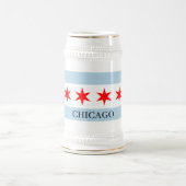 Chicago-Flagge-Bierkrug mit individuellem Text Bierglas (Mittel)
