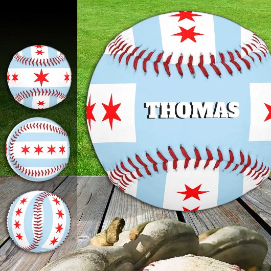 Chicago-Flagge, Illinois, Monogramm / Baseballbäll Baseball