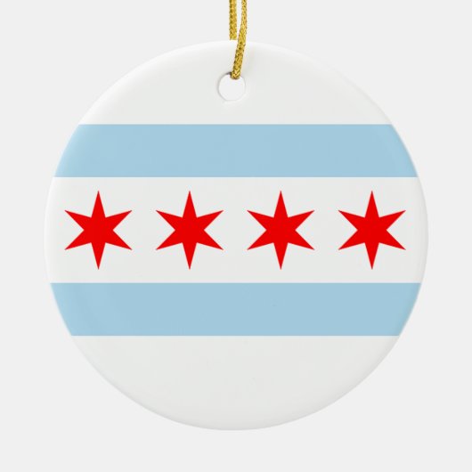 Chicago-Flagge Keramik Ornament (Vorne)