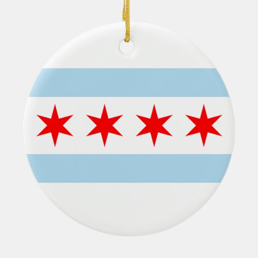 Chicago-Flagge Keramik Ornament (Hinten)