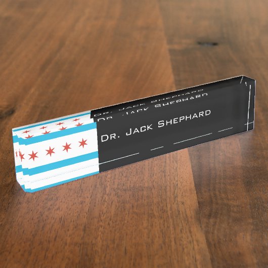 Chicago-Flagge Namensplakette (Seite)