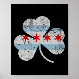 Chicago-Flagge Shamrock Irischer St. Patricks Tag Poster