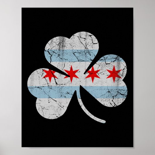 Chicago-Flagge Shamrock Irischer St. Patricks Tag Poster (Vorne)