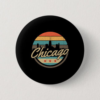 Chicago Flagge Skyline Vintage Illinois USA Souven Button
