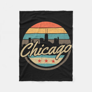 Chicago-Flagge Skyline Vintage Illinois USA Souven Fleecedecke