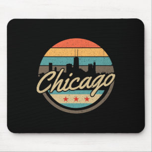 Chicago Flagge Skyline Vintage Illinois USA Souven Mousepad