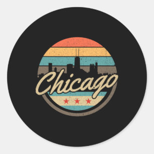 Chicago Flagge Skyline Vintage Illinois USA Souven Runder Aufkleber
