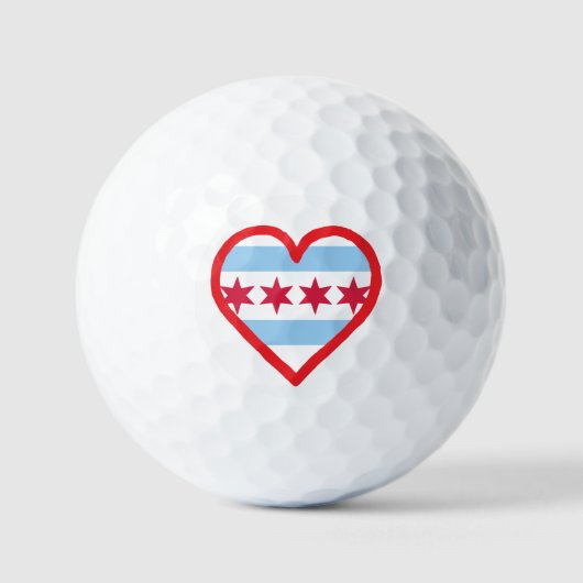 Chicago-Flagge und Herz-Design Golfball (Vorderseite)