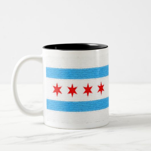 Chicago-Flagge Zweifarbige Tasse (Links)