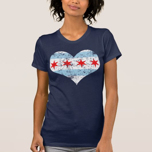 Chicago-Flaggen-Herzt-shirt T-Shirt (Vorderseite)