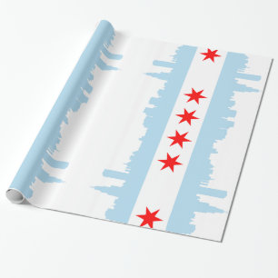 Chicago-Flaggen-Skyline Geschenkpapier