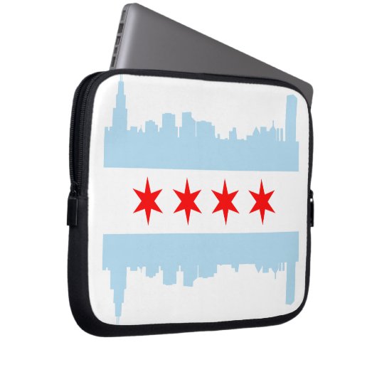 Chicago-Flaggen-Skyline-Laptop-Hülse Laptopschutzhülle (Vorne Rechts)