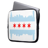 Chicago-Flaggen-Skyline-Laptop-Hülse Laptopschutzhülle (Vorderseite Links)