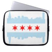 Chicago-Flaggen-Skyline-Laptop-Hülse Laptopschutzhülle (Vorderseite)