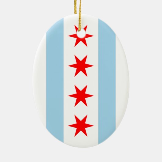 Chicago-Flaggenverzierung Keramikornament (Hinten)