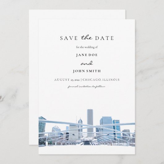 Chicago flat Save the Date Card (Vorne/Hinten)