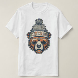 Chicago Football Bär Skyline Retro Windy City T-Shirt