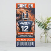 Chicago Football Ticket Birthday Invitation (Stehend Vorderseite)