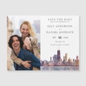 Chicago-Foto-Hochzeit Save The Date Magneteinladung (Vorderseite)