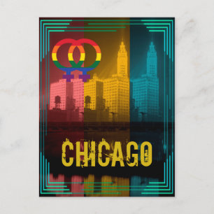 Chicago Gay Pride Lesbisch 1930er Wrigley-Gebäude Postkarte