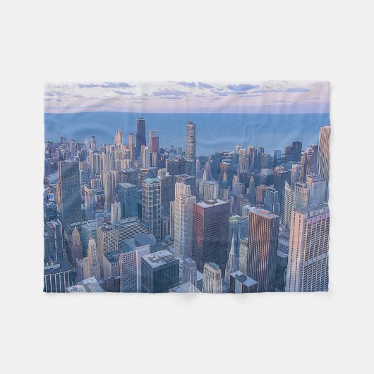 Chicago Gebäude Artwork| Fleecedecke (Vorderseite (Horizontal))