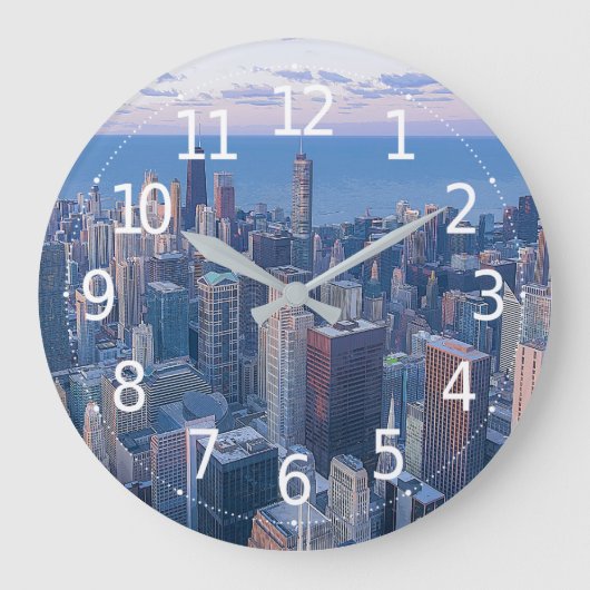Chicago Gebäude Artwork| Große Wanduhr (Vorderseite)