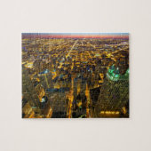 Chicago Gebäude Wolkenkratzer Lichter am Abend Puzzle (Horizontal)