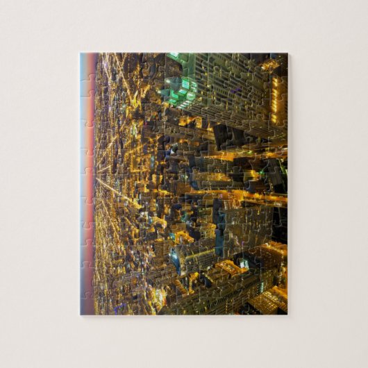 Chicago Gebäude Wolkenkratzer Lichter am Abend Puzzle (Vertikal)