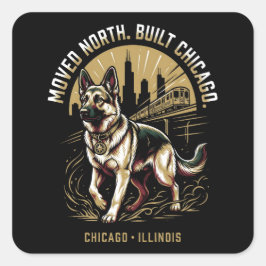 Chicago German Shepherd African Heritage Pride Art Quadratischer Aufkleber