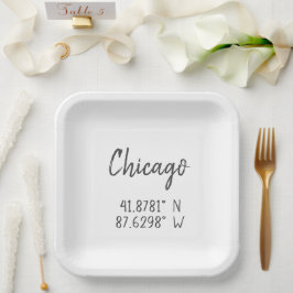 Chicago GPS koordiniert Breitengrad Pappteller