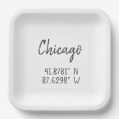 Chicago GPS koordiniert Breitengrad Pappteller (Vorderseite)