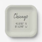 Chicago GPS koordiniert Breitengrad Pappteller (Vorderseite)