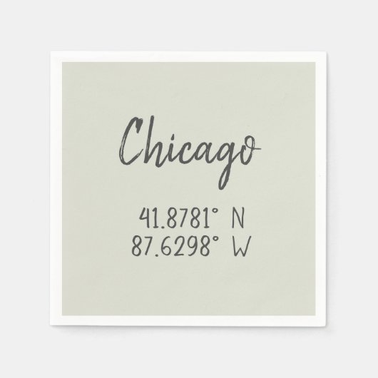 Chicago GPS koordiniert Breitengrad Serviette (Vorderseite)