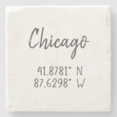 Chicago GPS koordiniert Breitengrad Steinuntersetzer (Vorderseite)