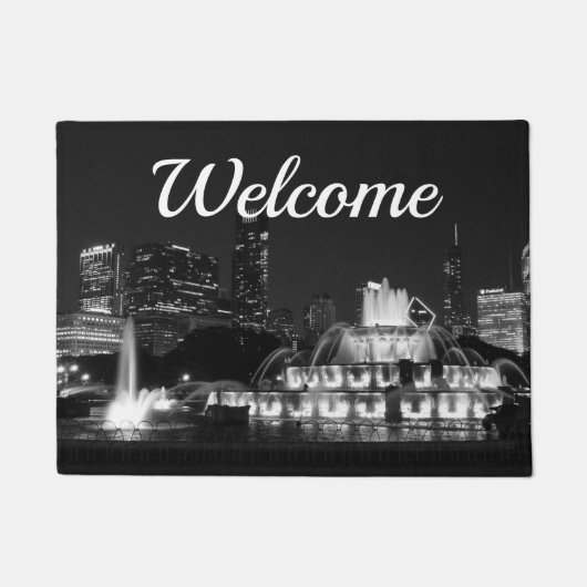 Chicago Grant Park Grayscale Welcome Doormat Fußmatte (Vorderseite)