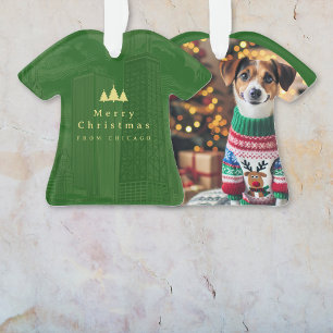 Chicago Green Gold Weihnachtsfoto individuell Ornament