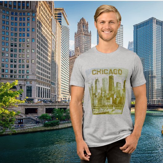 CHICAGO Green Graphic T - Shirt Tri-Blend-Shirt