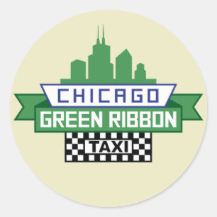 Chicago Green Ribbon Taxi Logo - Fan Art Runder Aufkleber