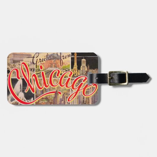 Chicago-Gruß Gepäckanhänger (Vorderseite horizontal)