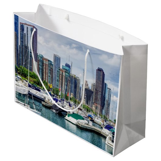 Chicago Harbor Große Geschenktüte (Rückseite Schrägansicht)
