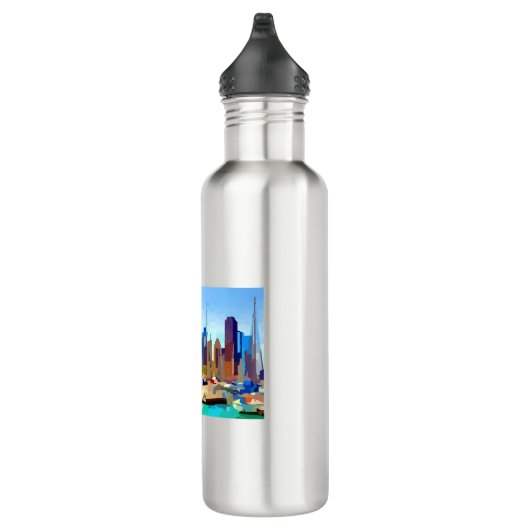 Chicago Harbor Skyline Edelstahlflasche (Rechts)